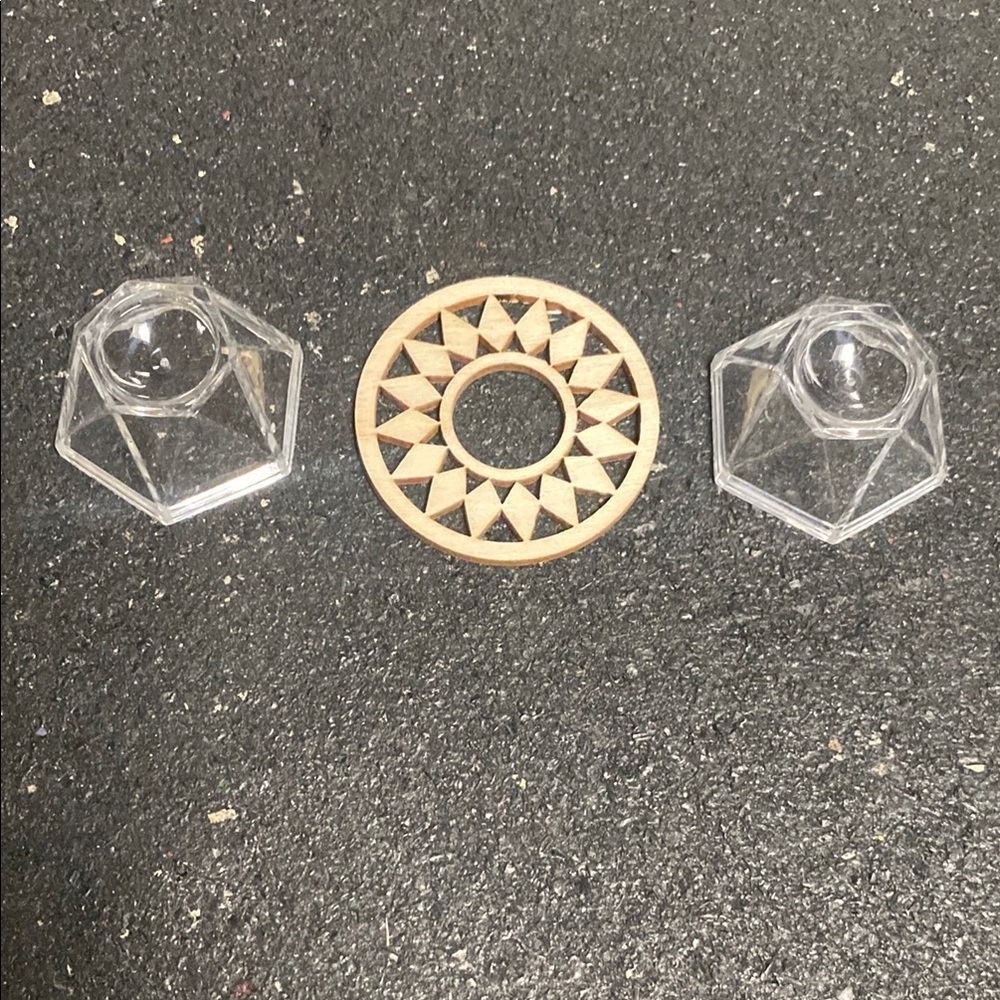 Geometric Clear&Natural Wood Sphere Ball Crystal Holders